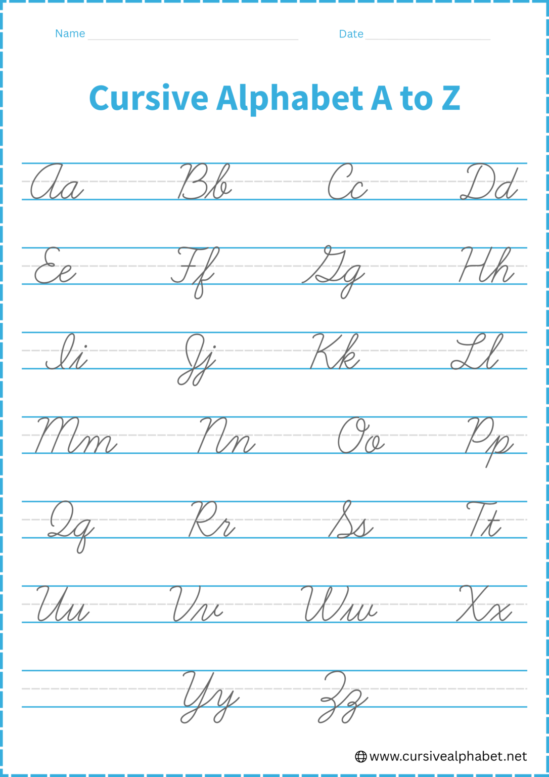 Cursive Alphabet A to Z