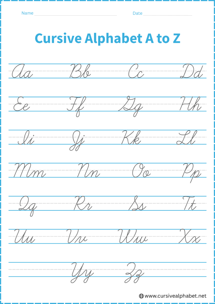 Cursive Alphabet A to Z