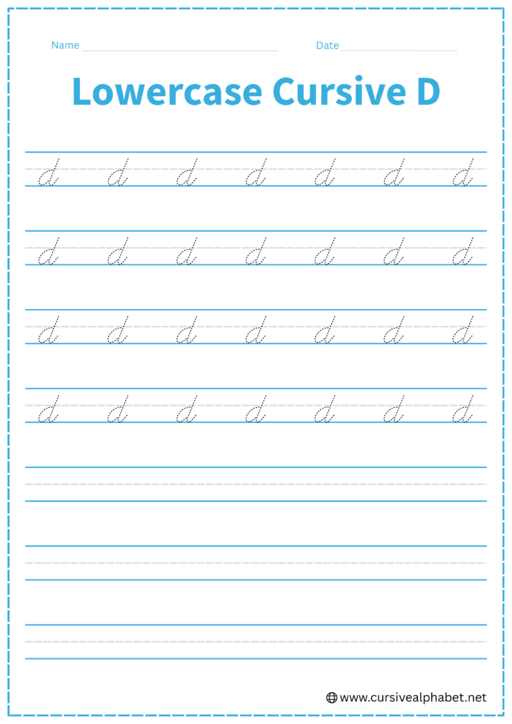 Cursive D (Uppercase + Lowercase) - Tutorial + Worksheets