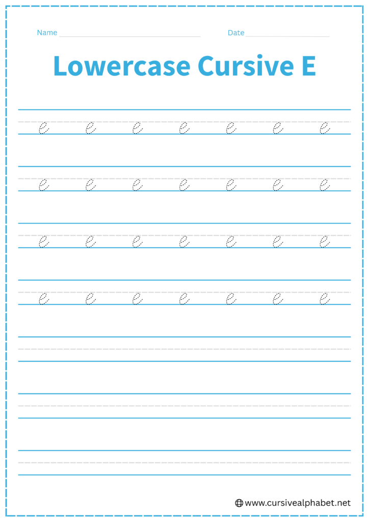 Cursive E (Uppercase + Lowercase) - Tutorial + Worksheets