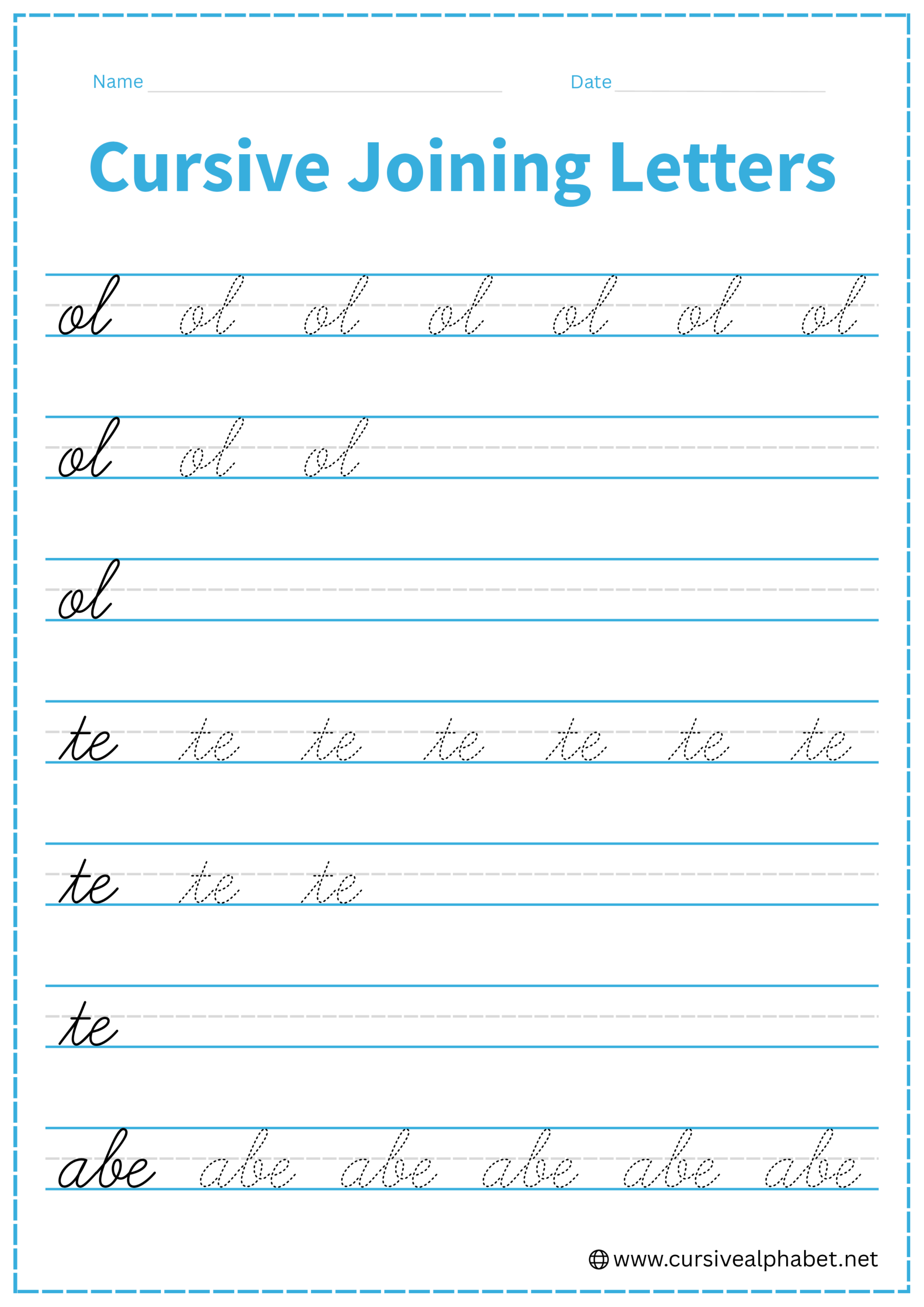 Cursive Joining Letters Worksheet 2