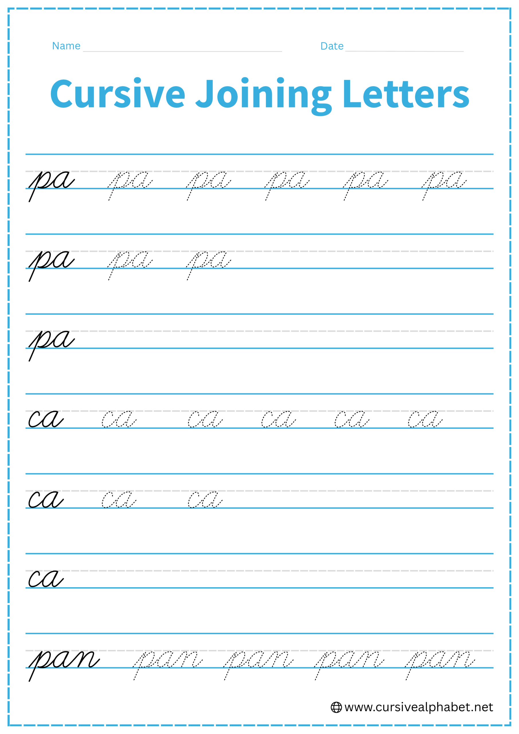 Cursive Joining Letters Worksheet 12
