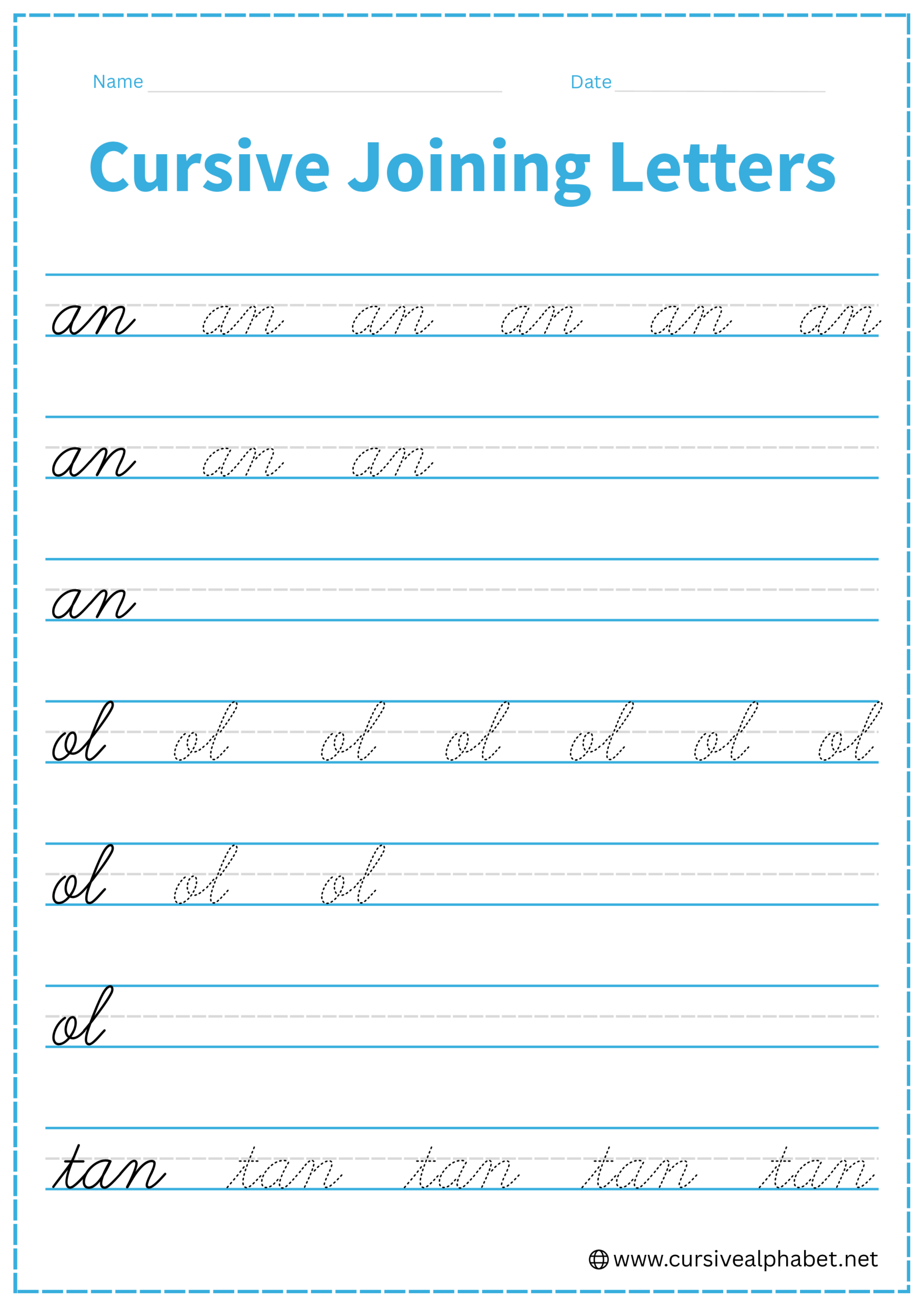 Cursive Joining Letters Worksheet 13