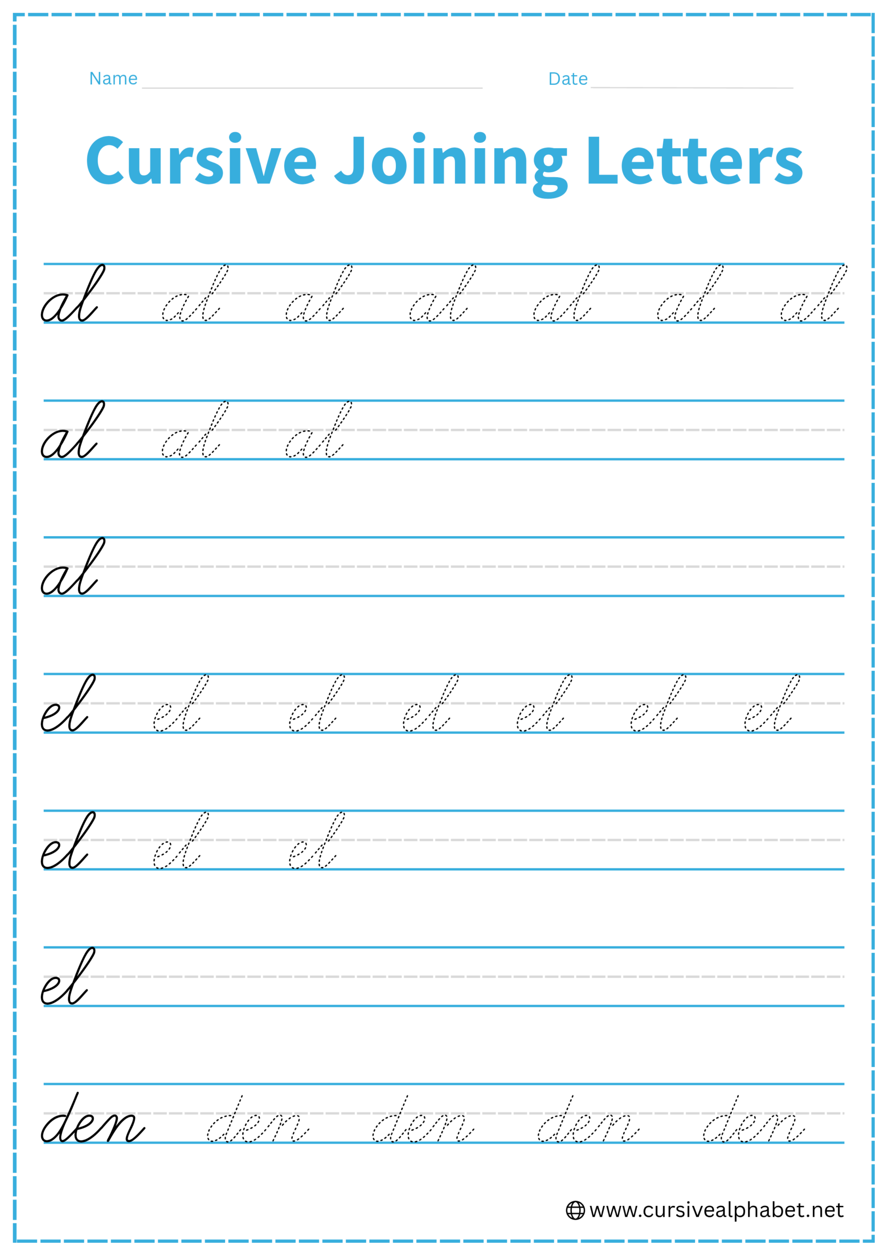 Cursive Joining Letters Worksheet 15