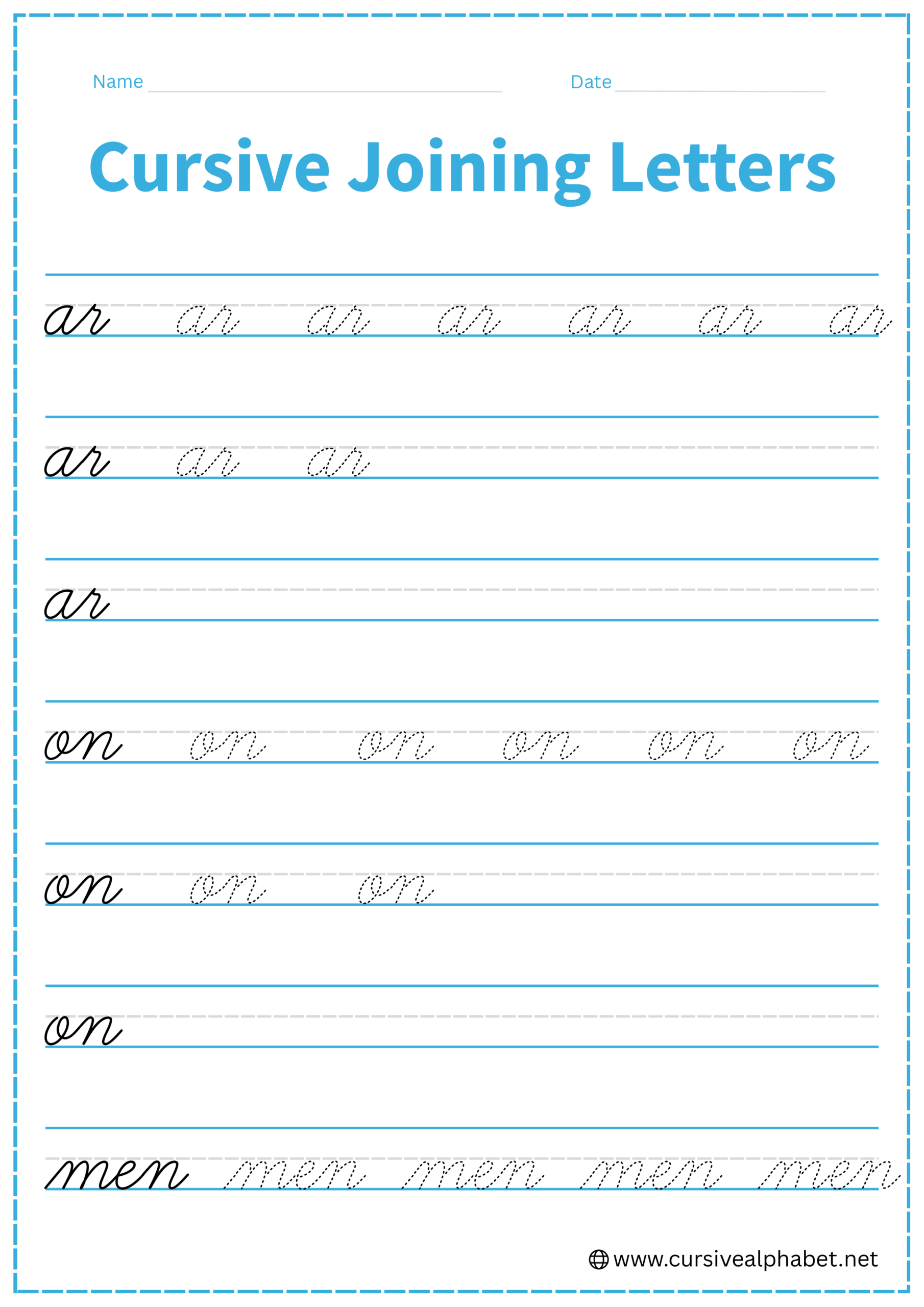 Cursive Joining Letters Worksheet 16