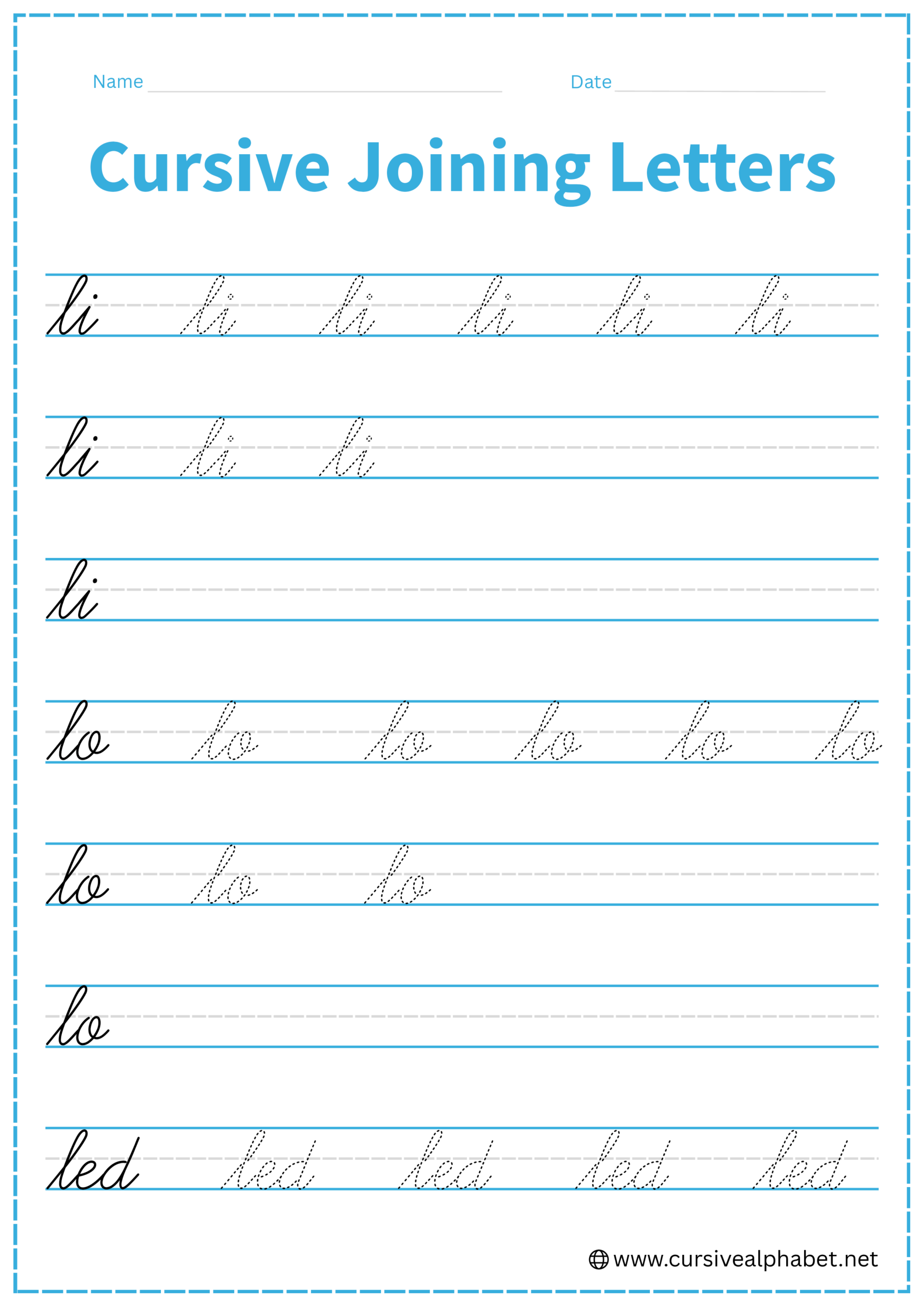 Cursive Joining Letters Worksheet 19