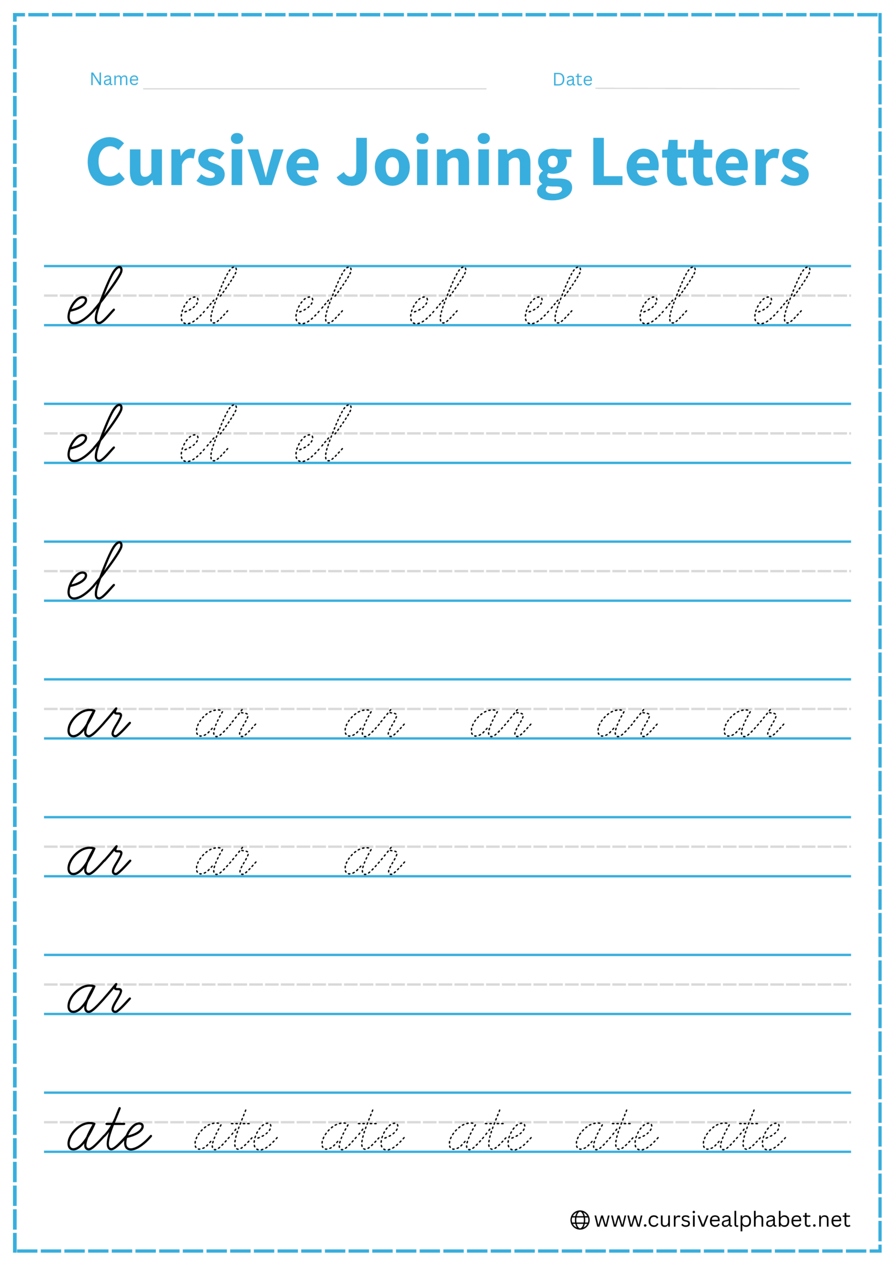Cursive Joining Letters Worksheet 4