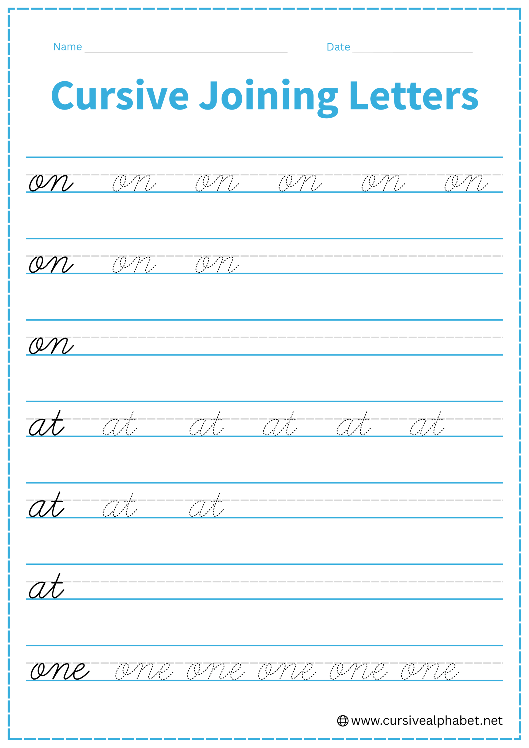 Cursive Joining Letters Worksheet 5