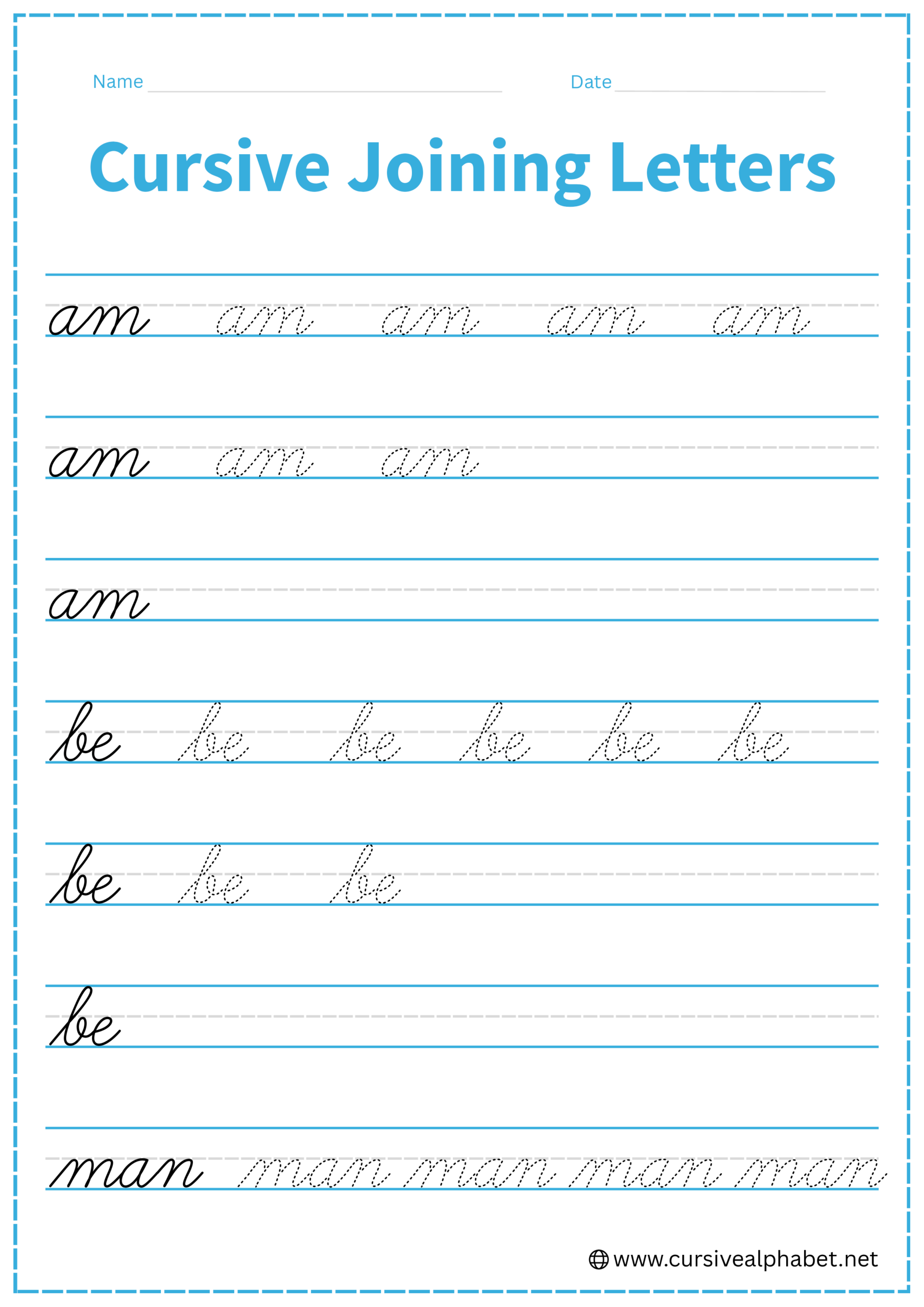 Cursive Joining Letters Worksheet 6