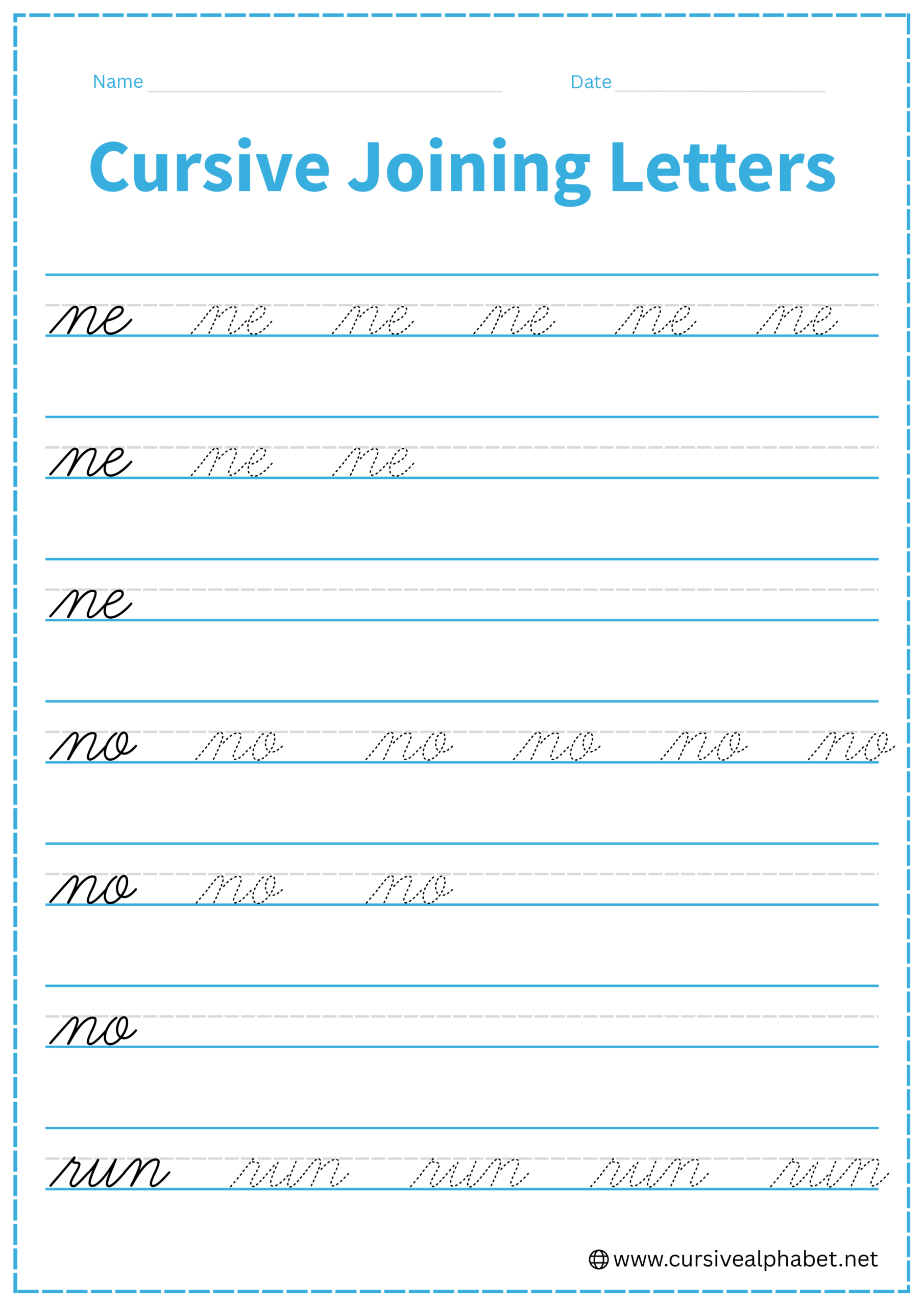 Cursive Joining Letters Worksheet 9