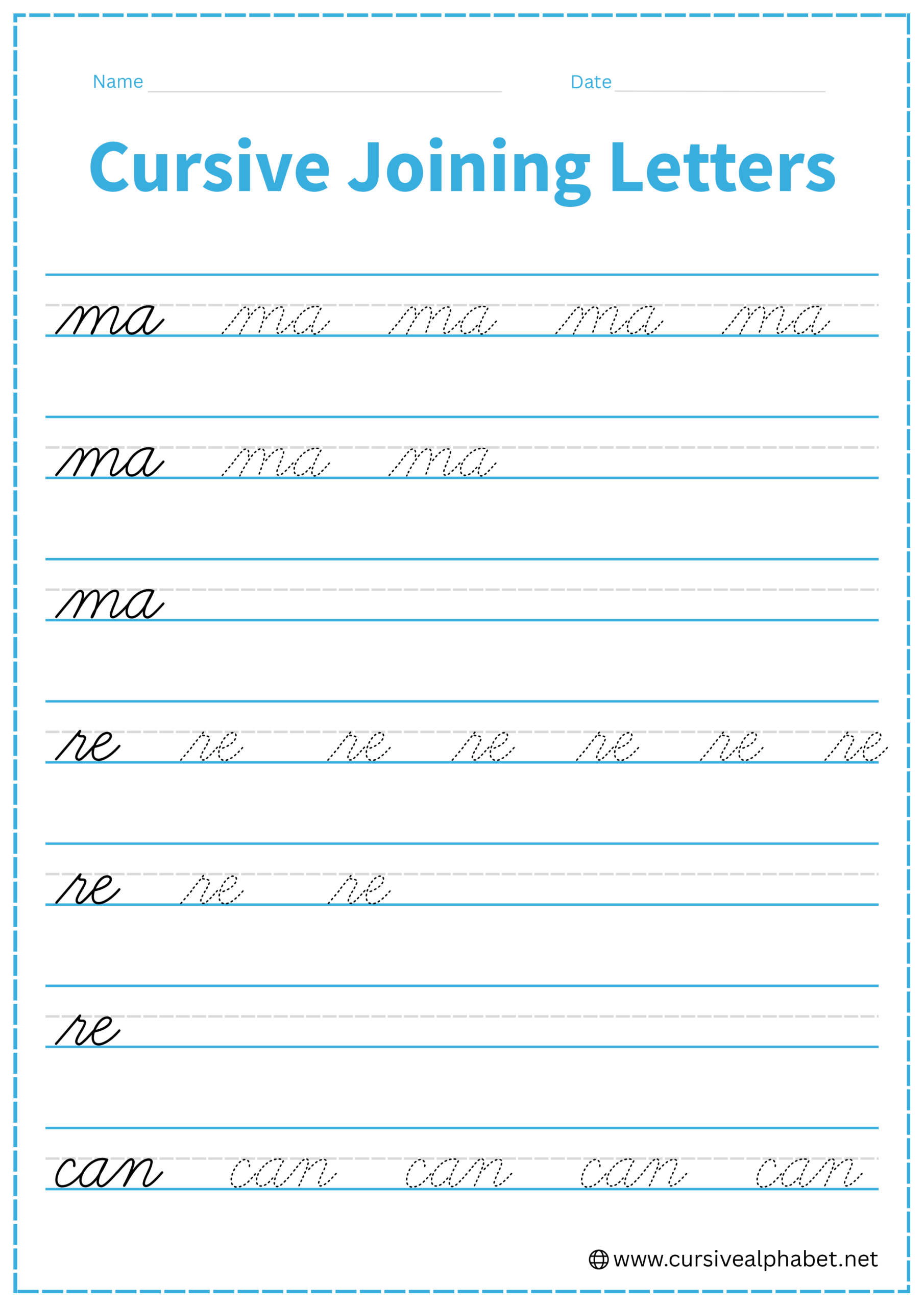 Cursive Joining Letters Worksheet 10