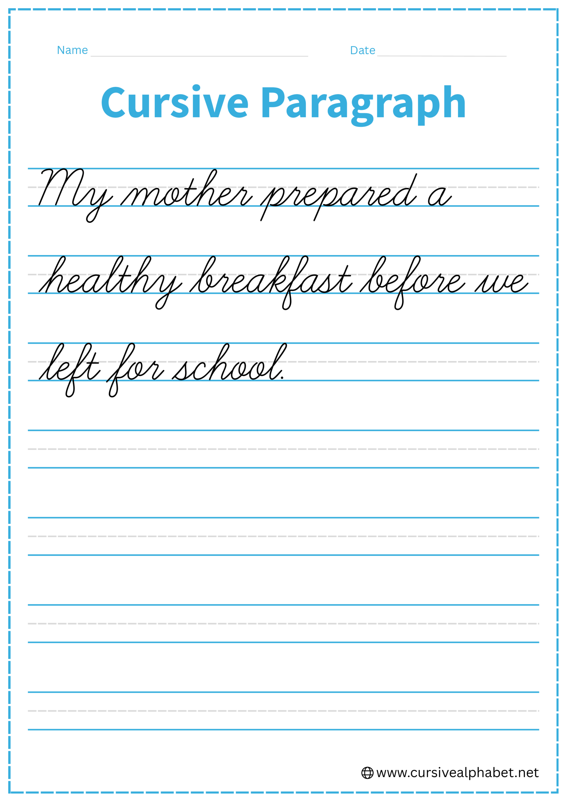 Cursive Paragraph Worksheet 10