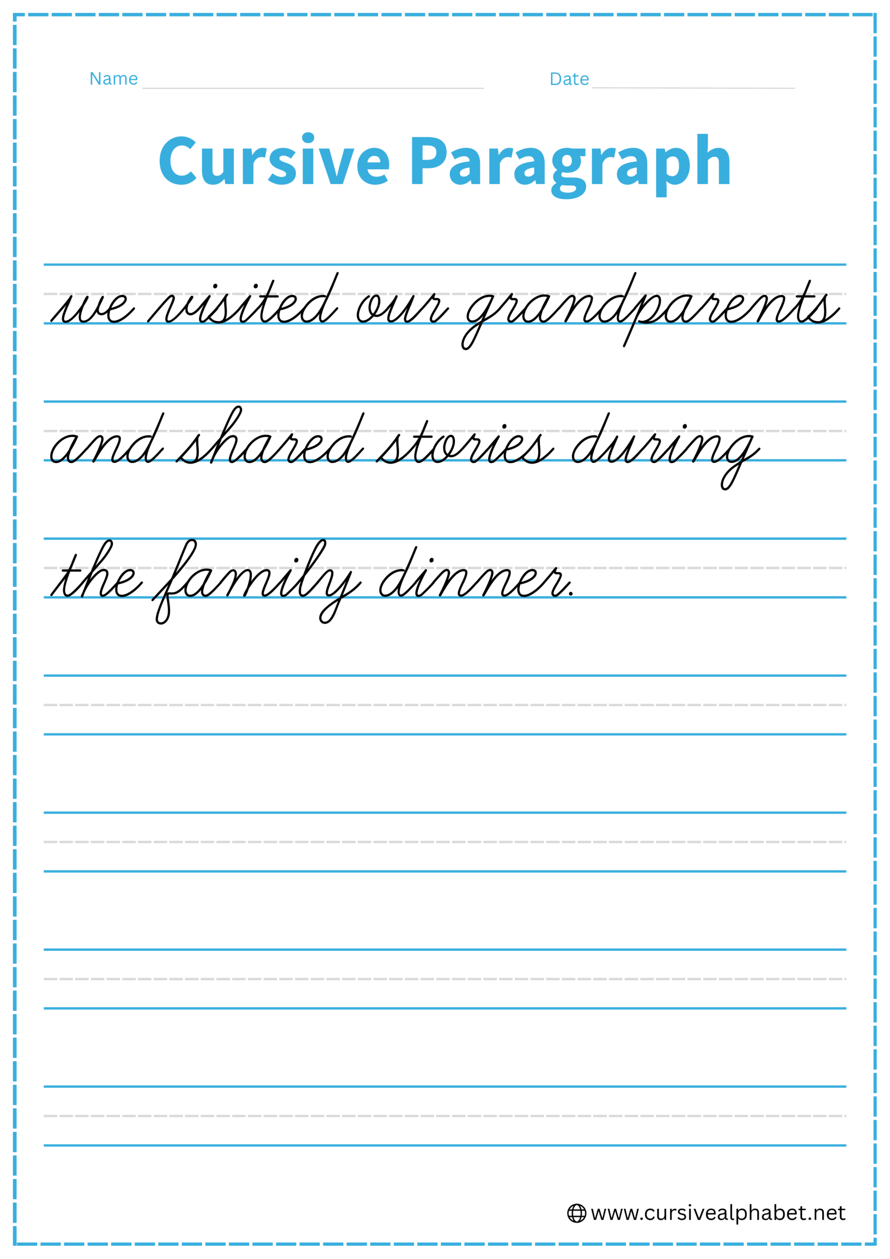Cursive Paragraph Worksheet 12