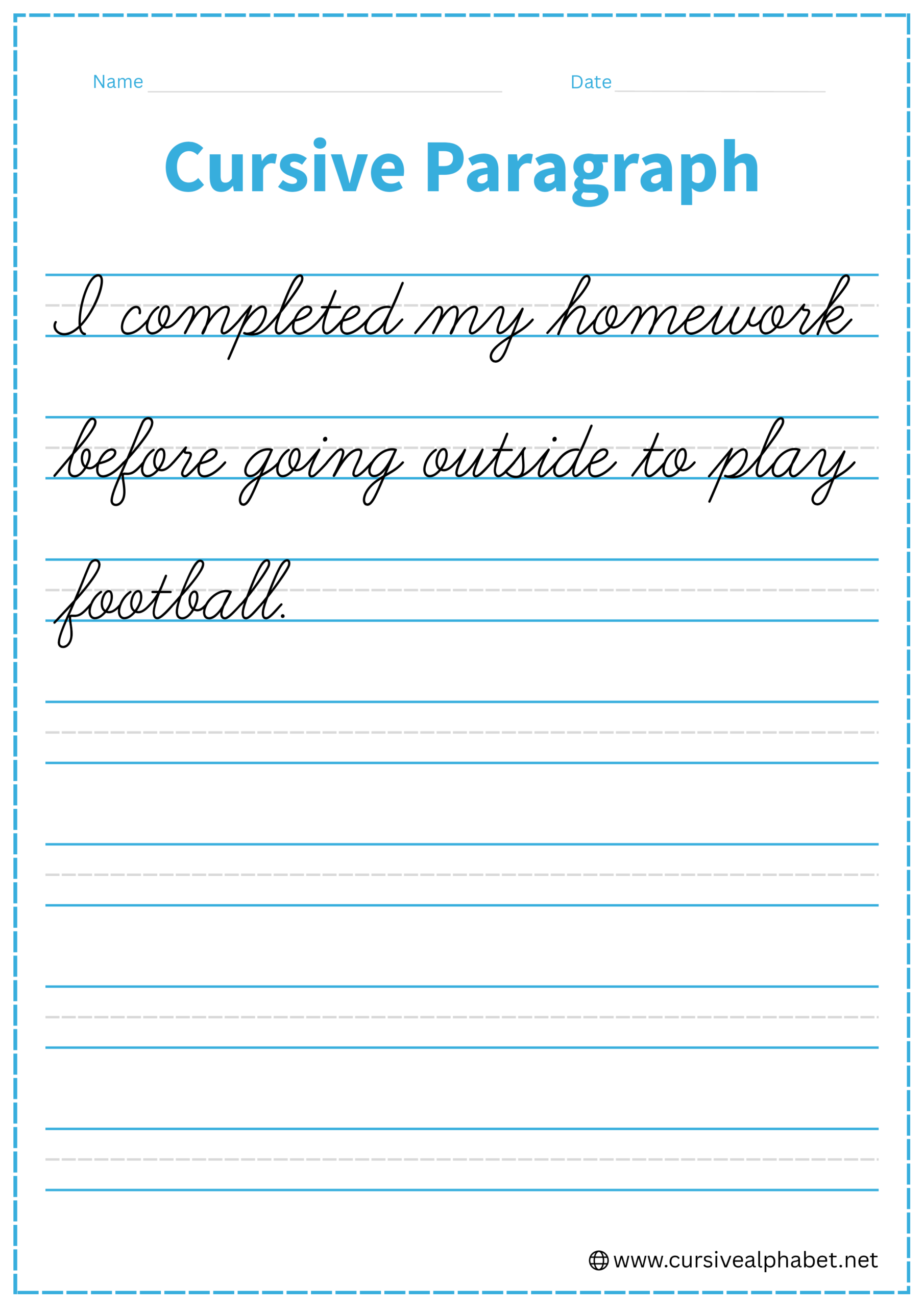 Cursive Paragraph Worksheet 4