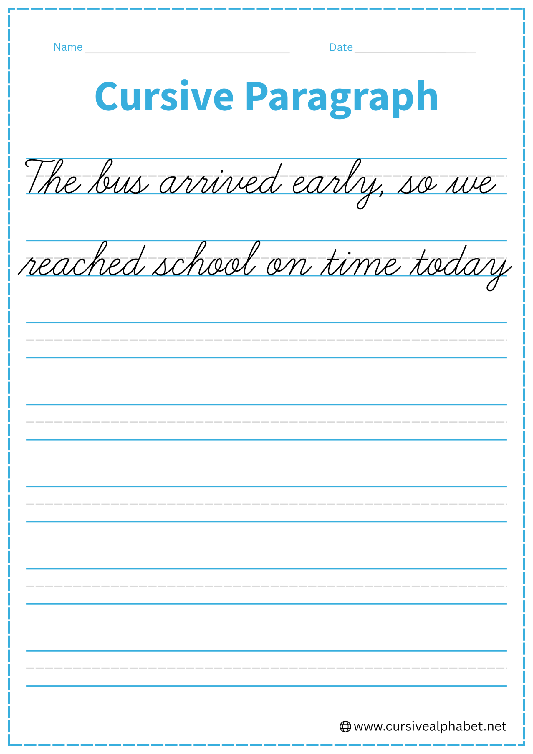 Cursive Paragraph Worksheet 7