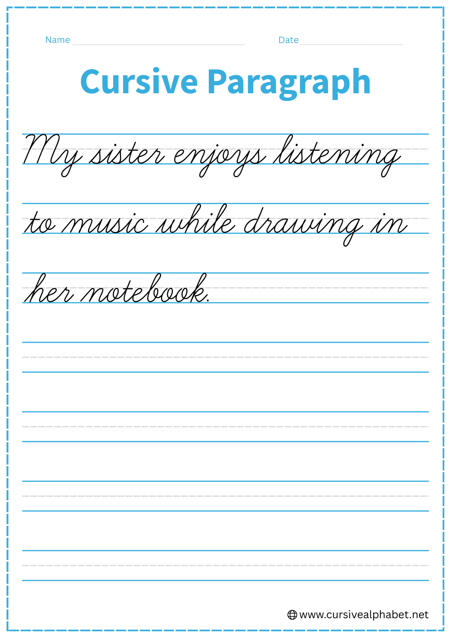 Cursive Paragraph Worksheet 8
