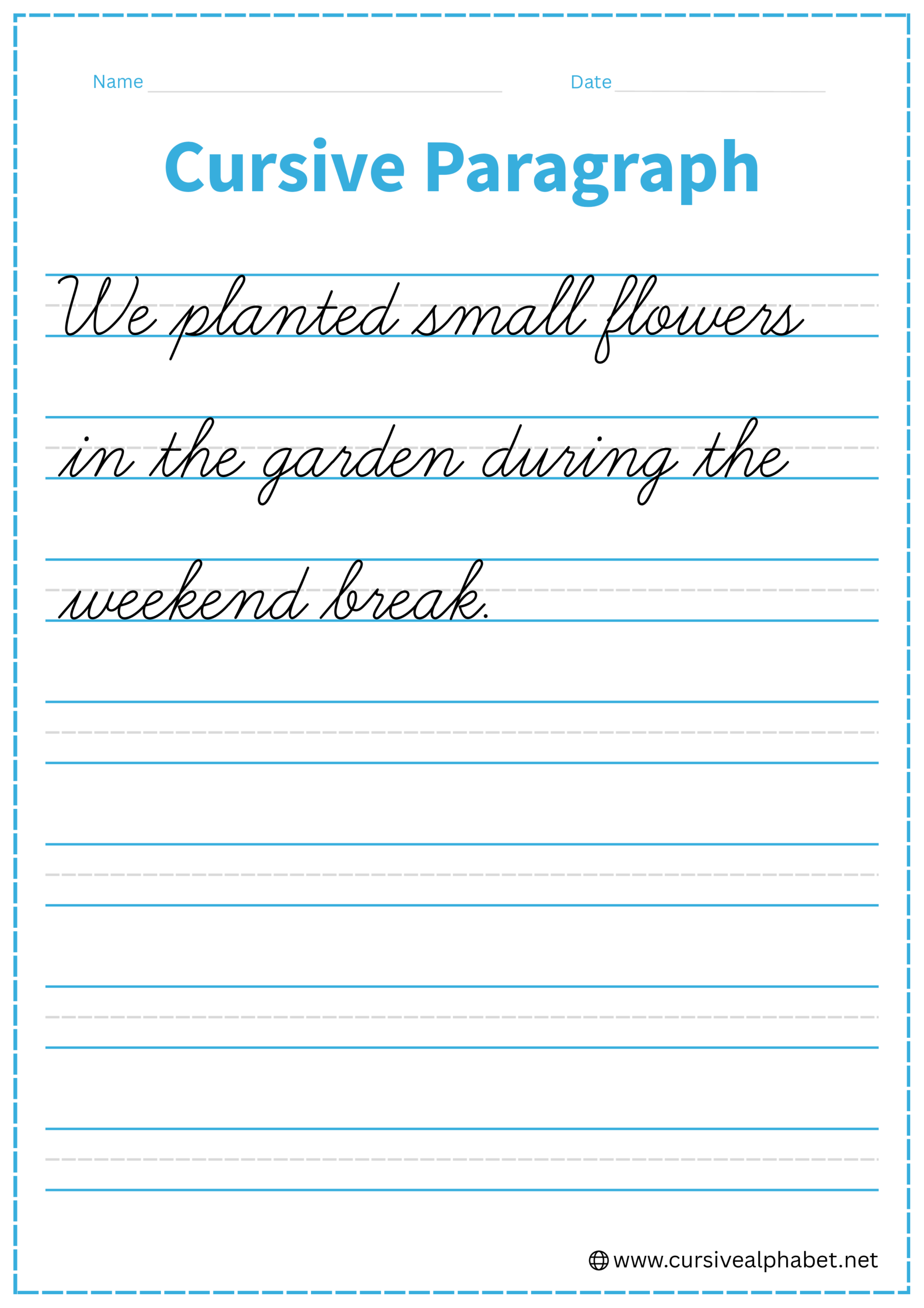 Cursive Paragraph Worksheet 9