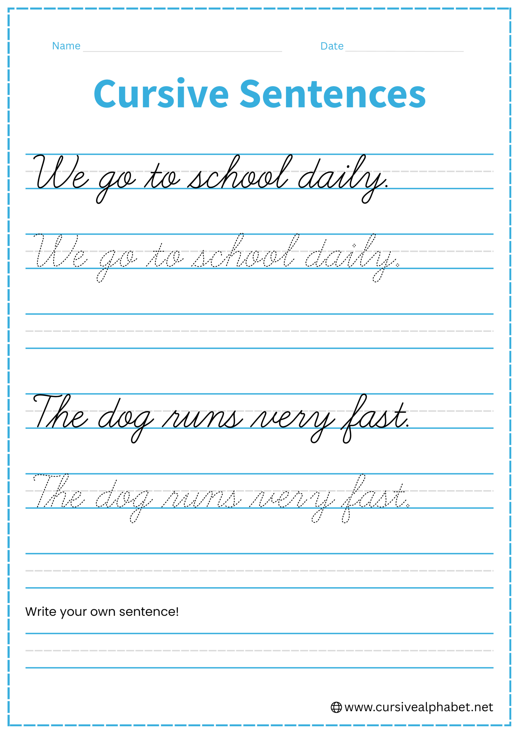 Cursive sentences Worksheet 5