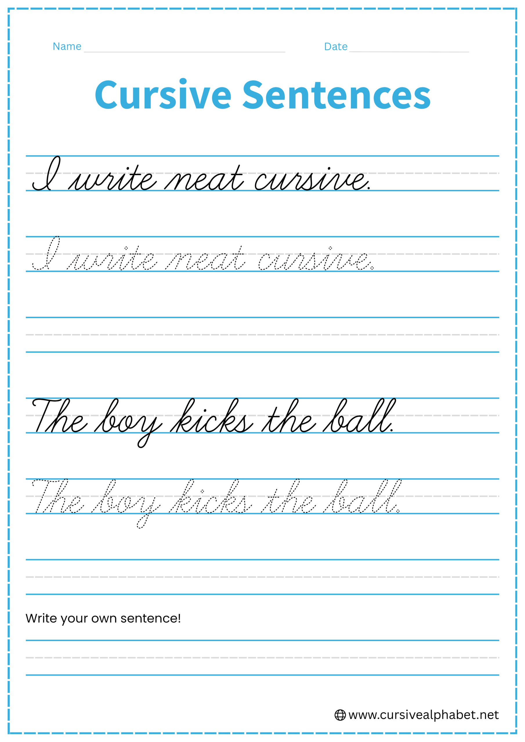 Cursive sentences Worksheet 8