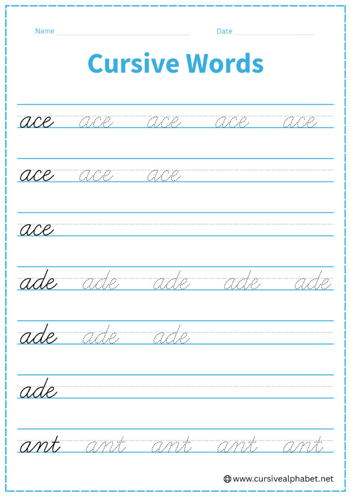 Cursive Words Worksheets - Cursive Alphabet