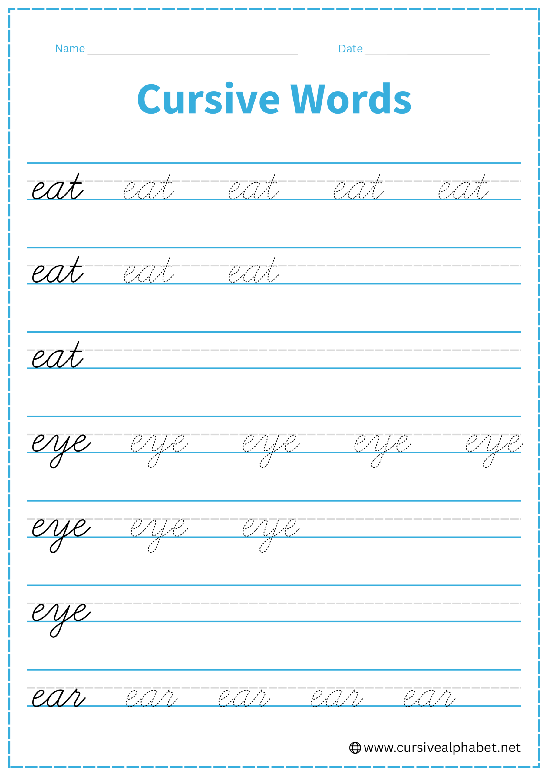 Cursive word e