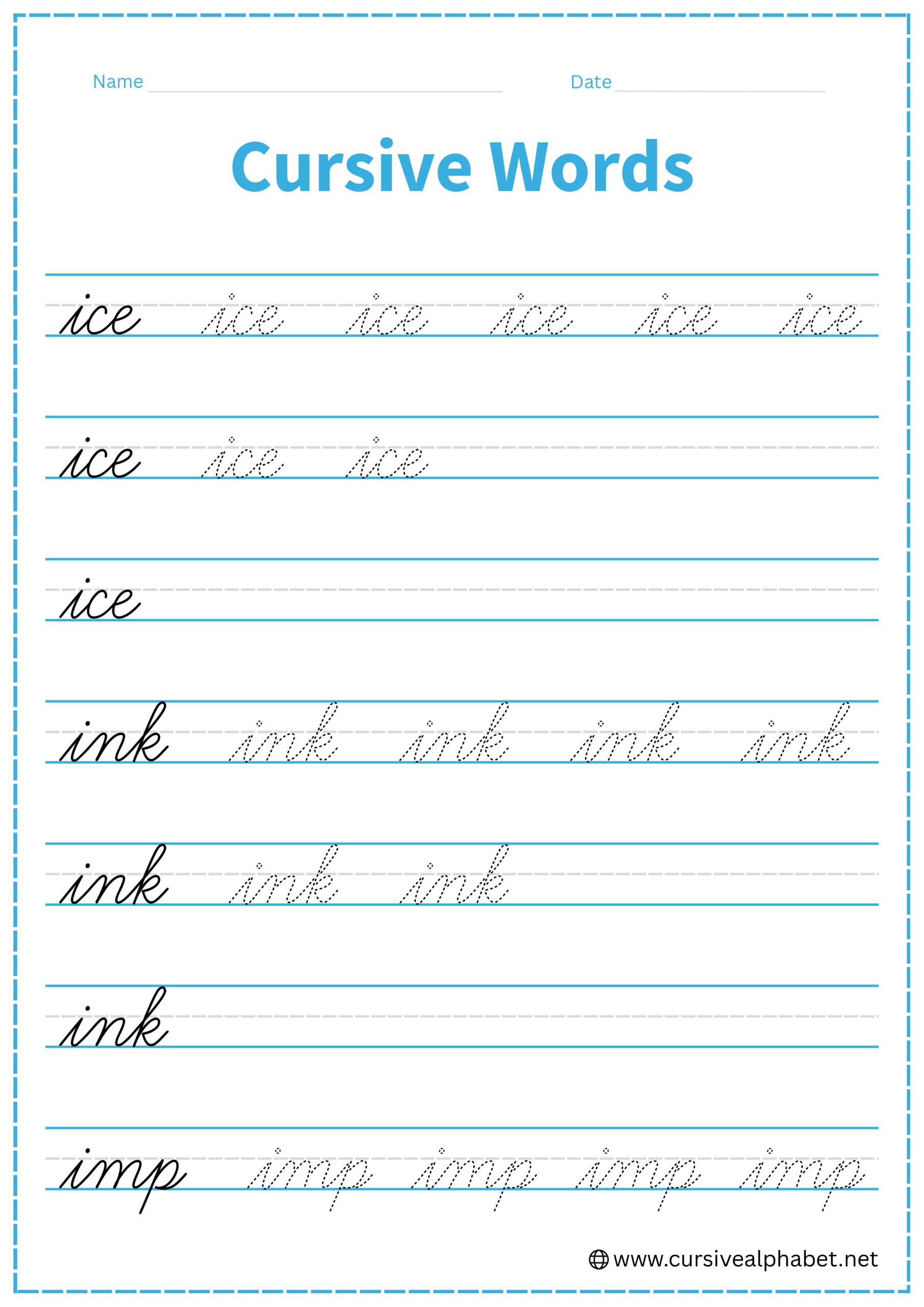 cursive word i
