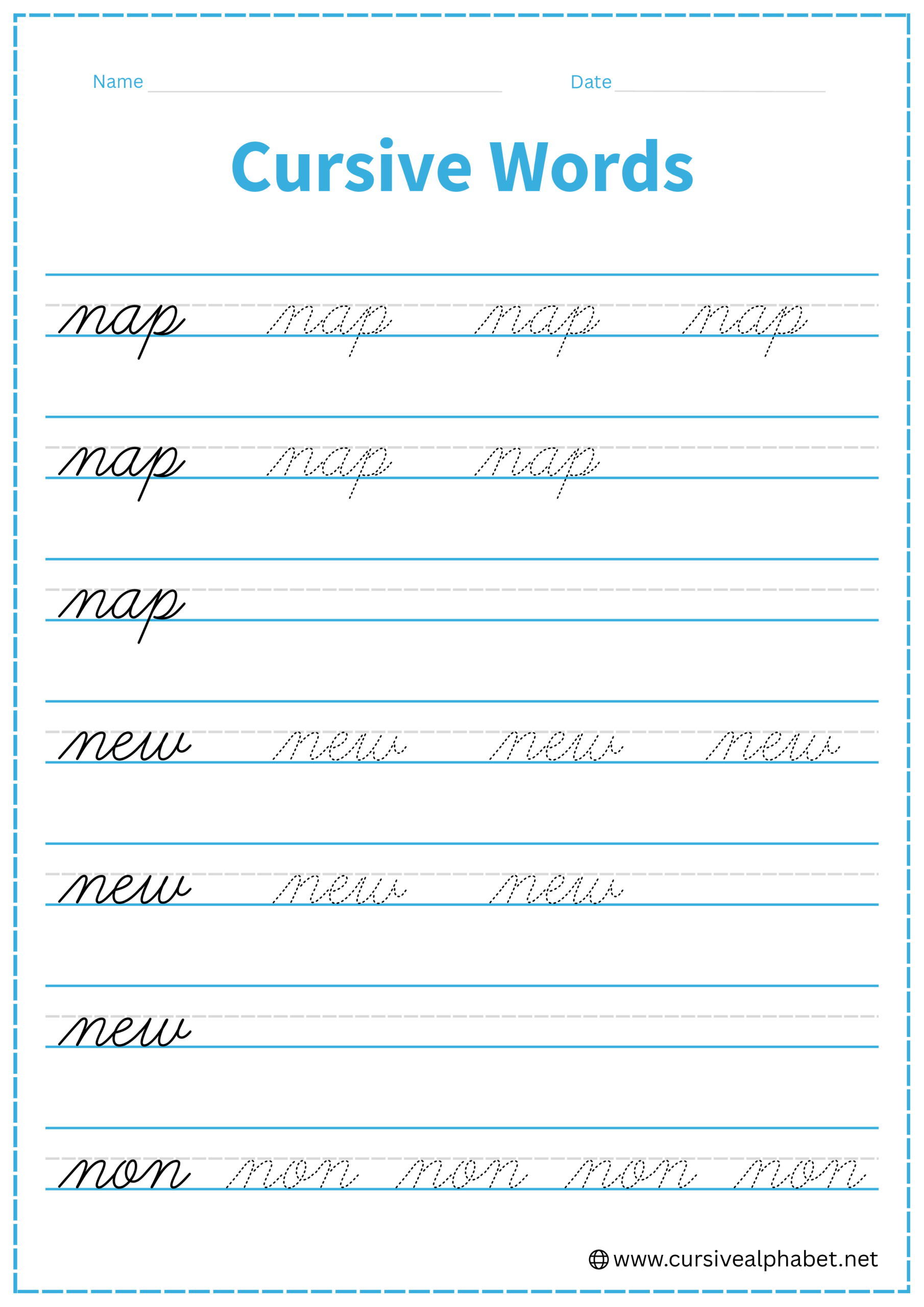 Cursive word n
