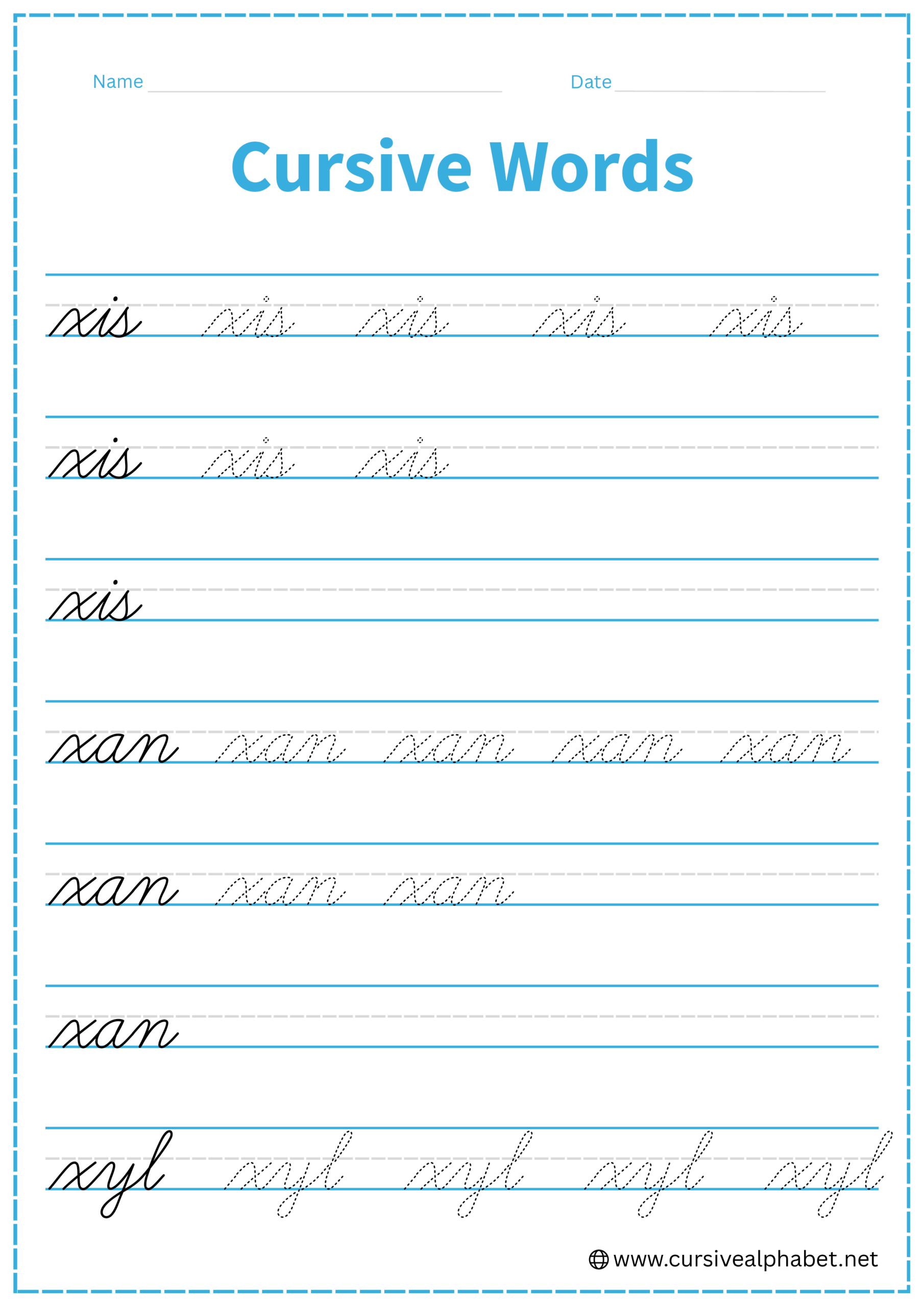 cursive word x