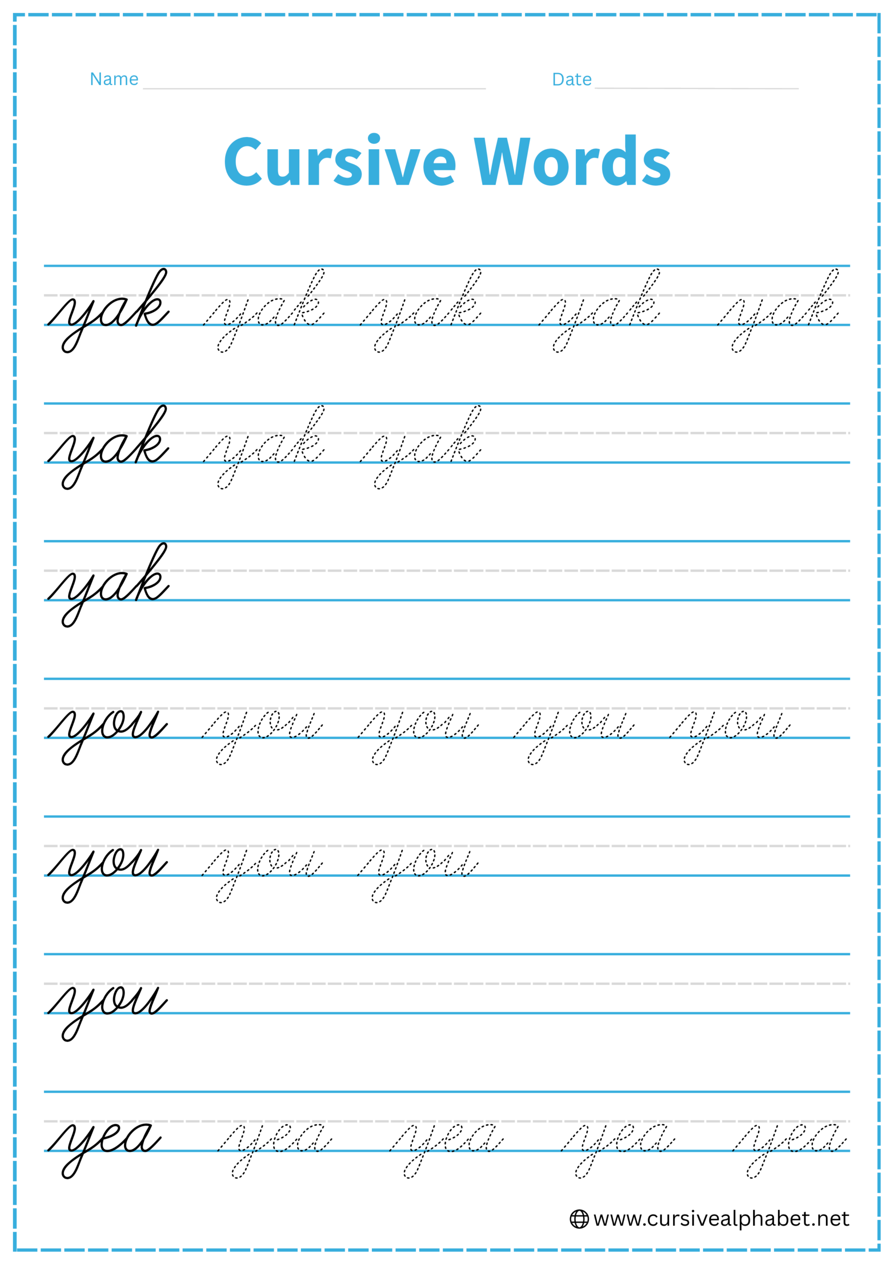Cursive word y