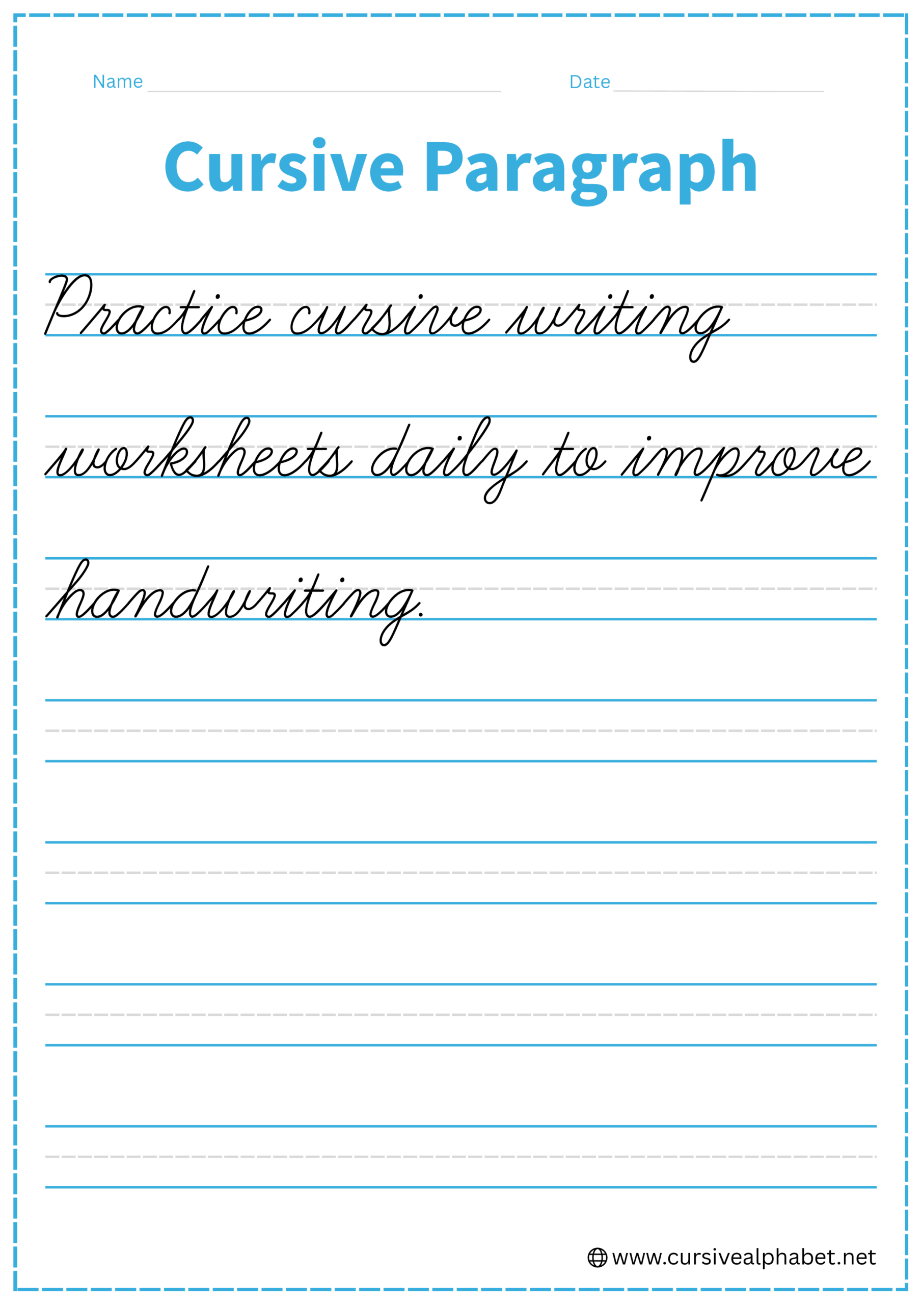 Cursive Paragraph Worksheet 1