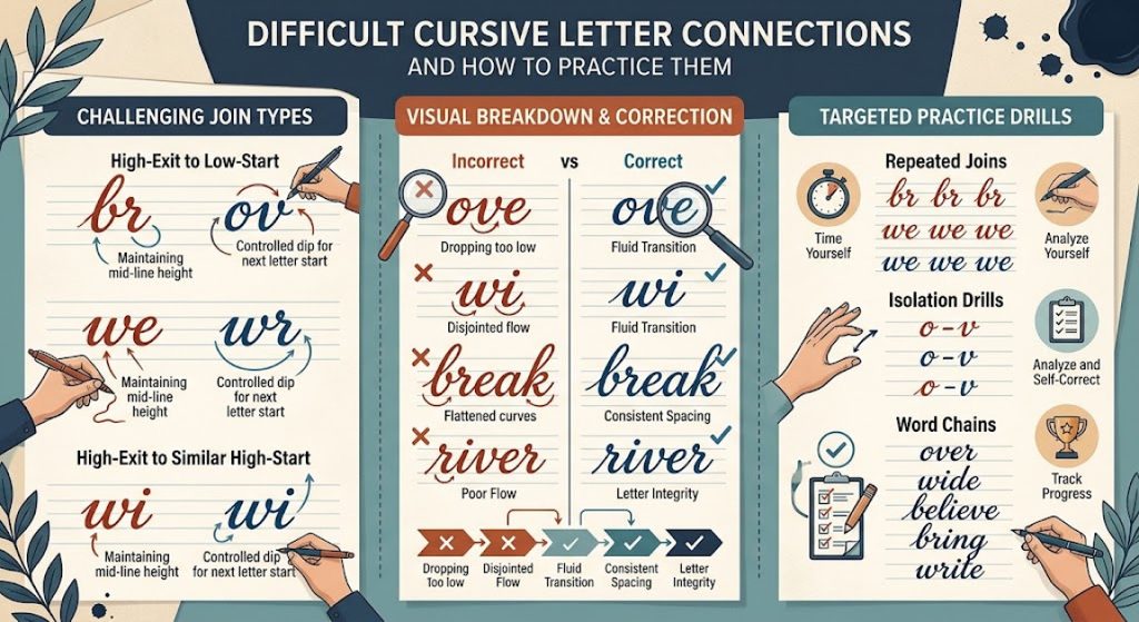 cursive letters connections