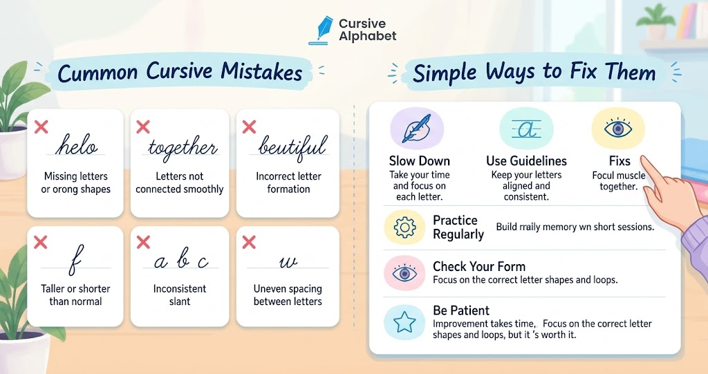 cursive mistakes and fixations